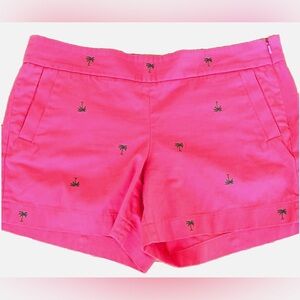 J.Crew Pink Palm Tree Embroidered Shorts Size 12